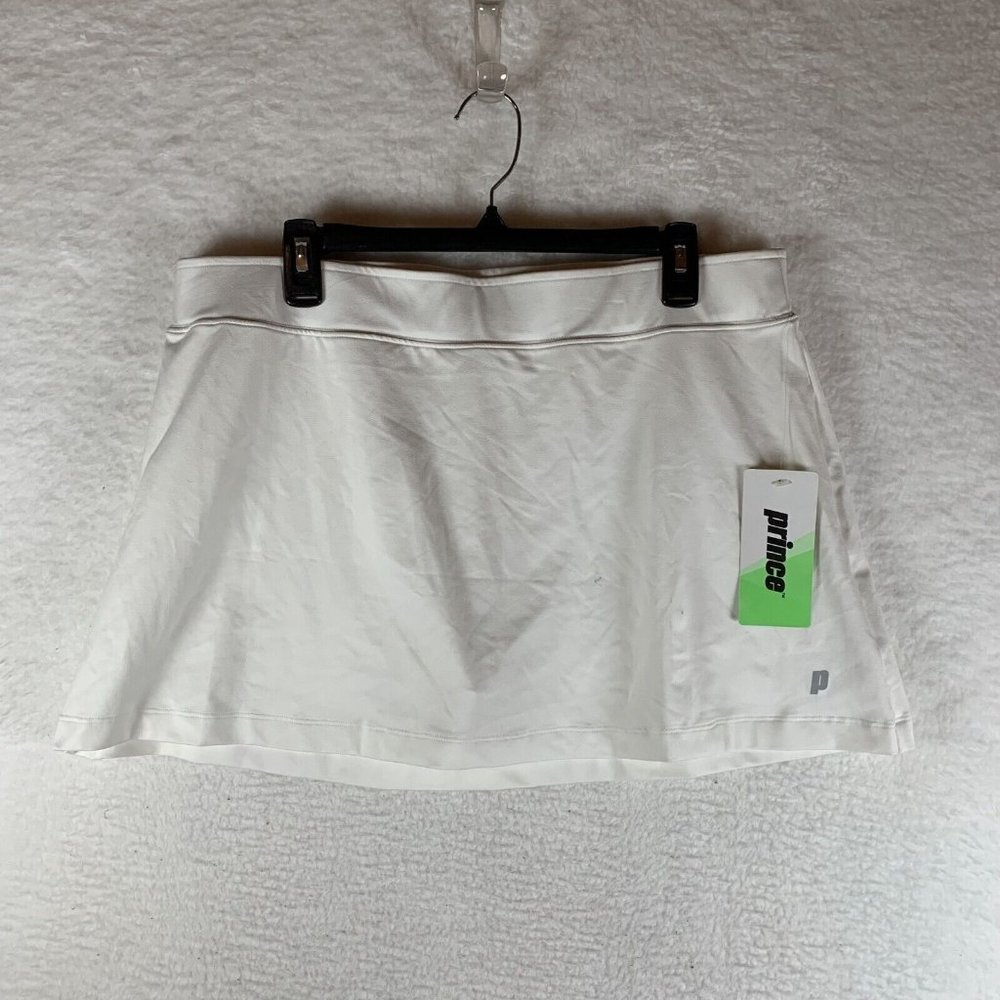 Prince Tennis Skort Womens XL White Polyester Stretch Ball Pocket Pull On 7069